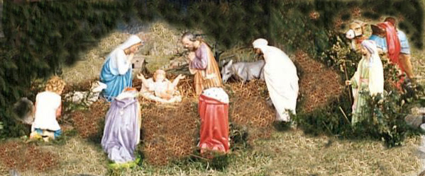 plaster 24 inch church nativity set